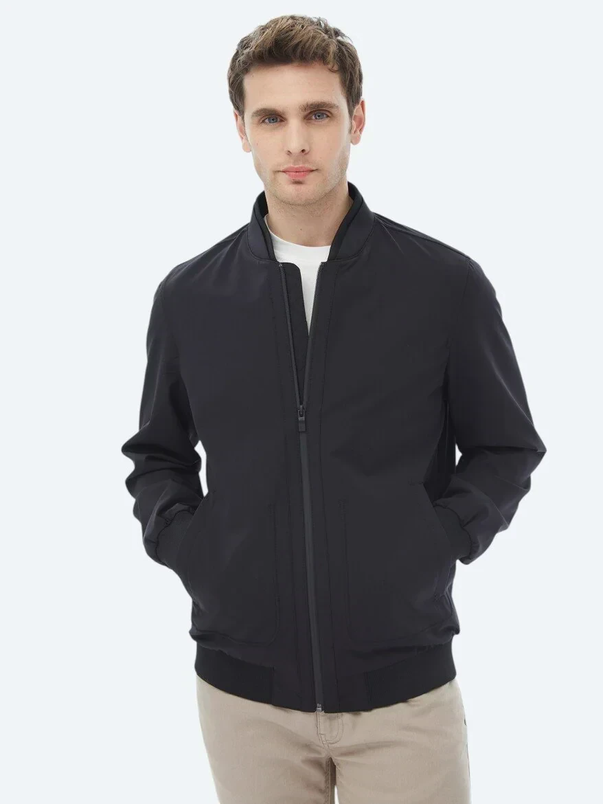 Siyah Regular Fit Casual Dokuma Mont - 3