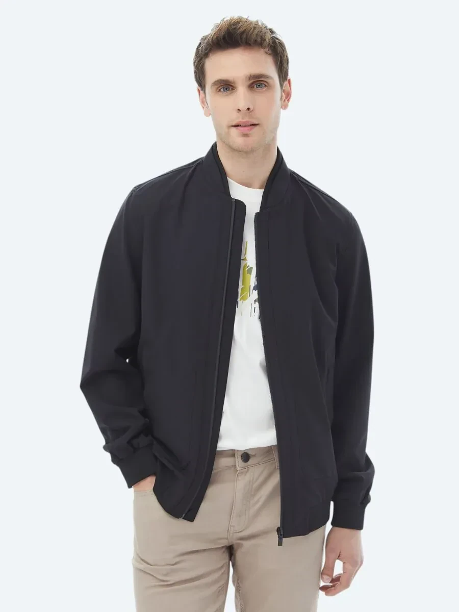 Siyah Regular Fit Casual Dokuma Mont - 4