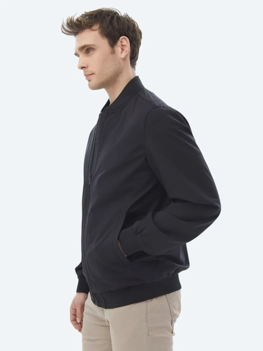 Siyah Regular Fit Casual Dokuma Mont - 5