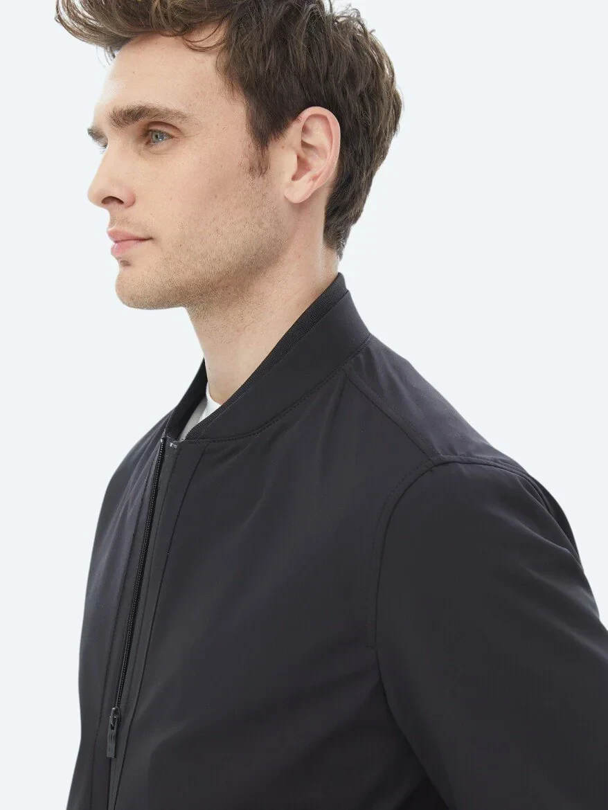 Siyah Regular Fit Casual Dokuma Mont - 6