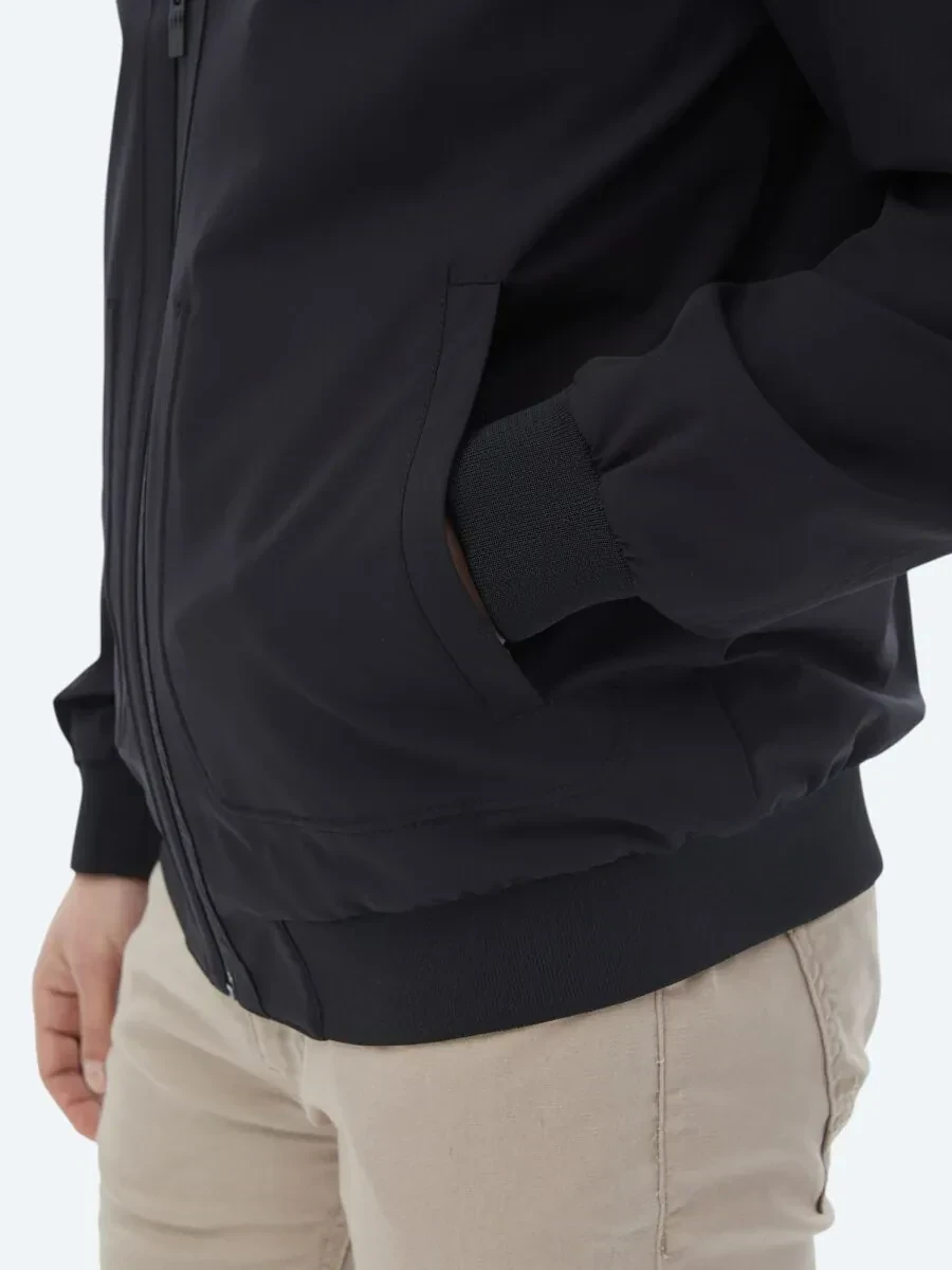 Siyah Regular Fit Casual Dokuma Mont - 8
