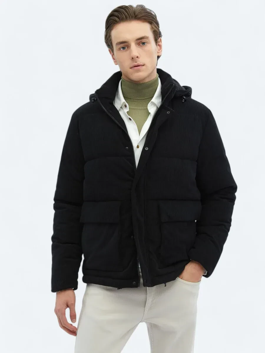 Siyah Regular Fit Casual Dokuma Mont - 1