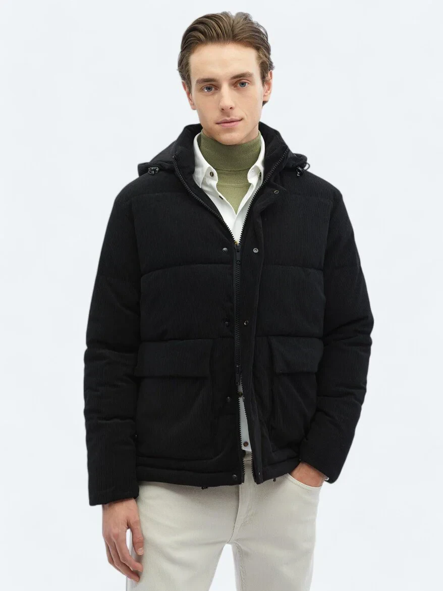 Siyah Regular Fit Casual Dokuma Mont - 3