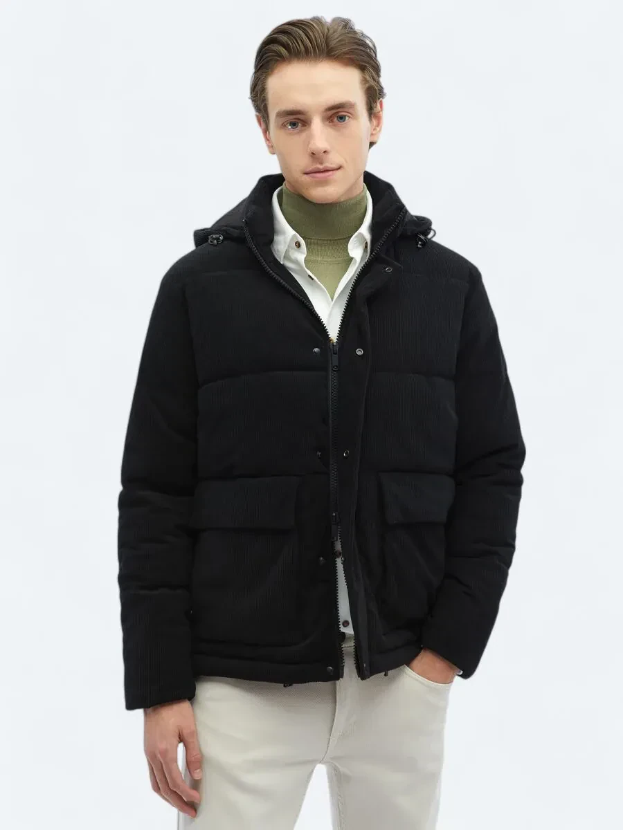 Siyah Regular Fit Casual Dokuma Mont - 3
