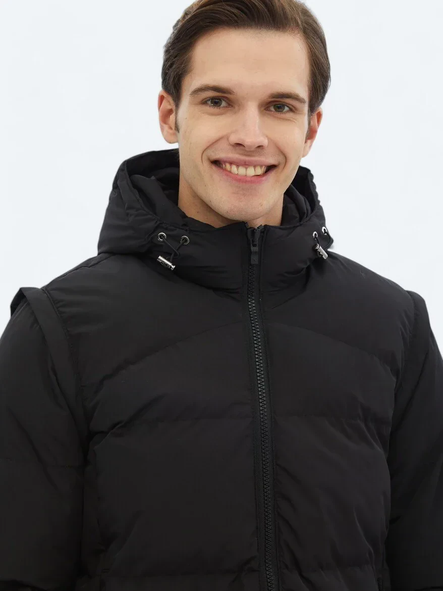 Siyah Regular Fit Casual Dokuma Mont - 3