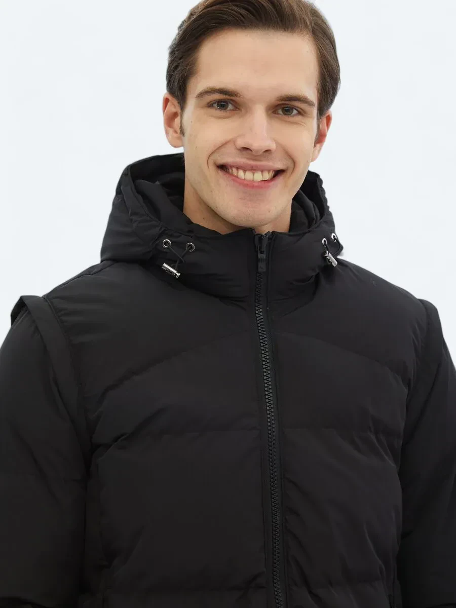 Siyah Regular Fit Casual Dokuma Mont - 3