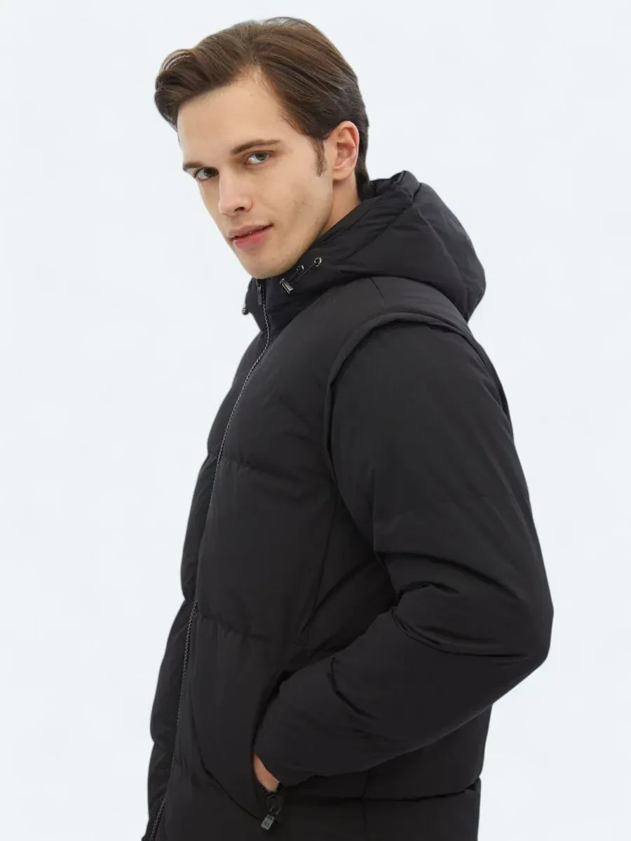 Siyah Regular Fit Casual Dokuma Mont - 4