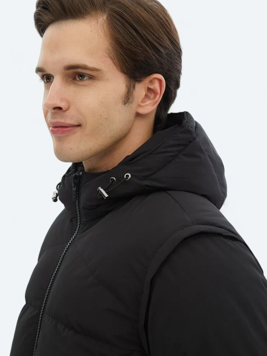 Siyah Regular Fit Casual Dokuma Mont - 5