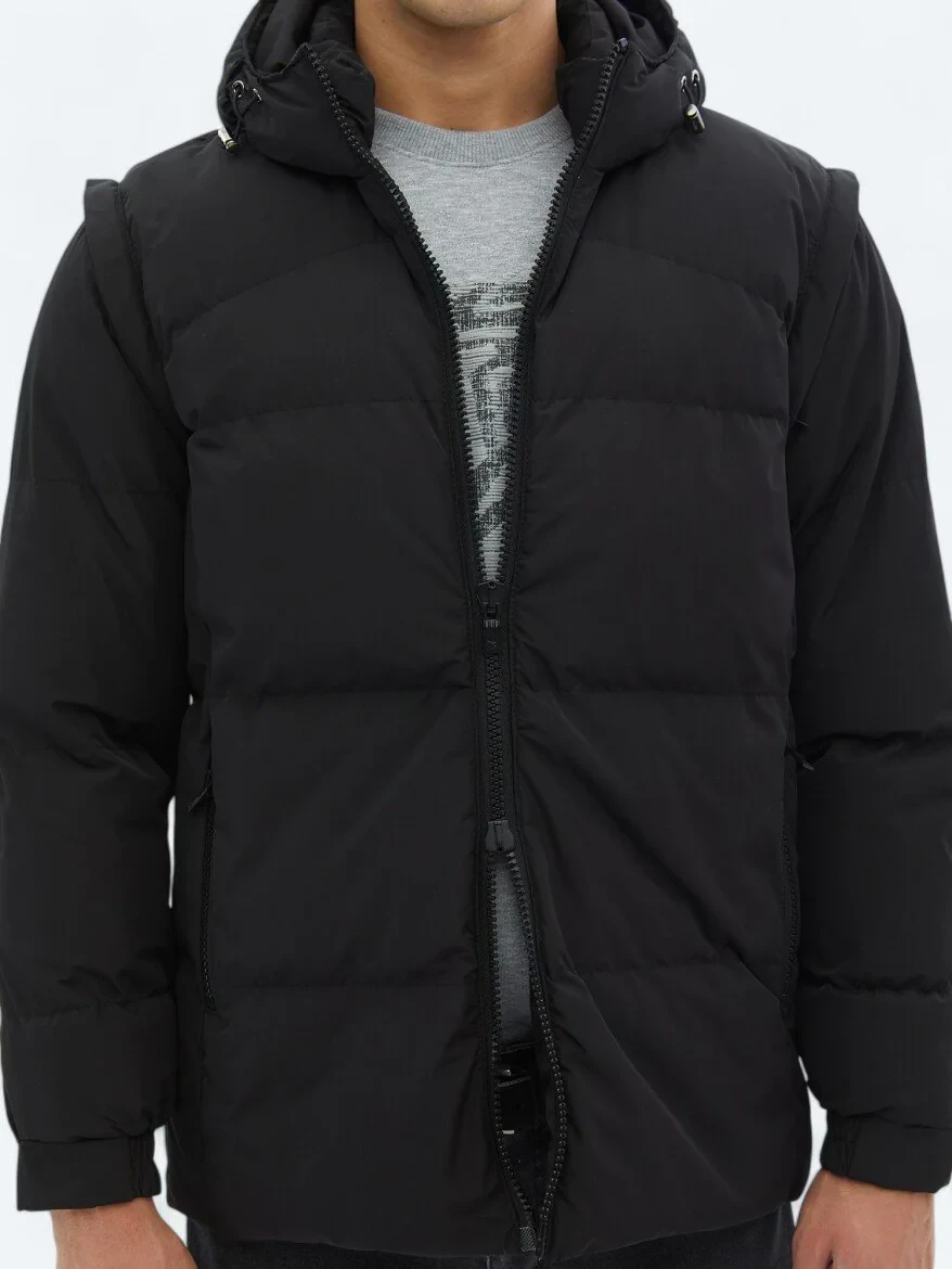Siyah Regular Fit Casual Dokuma Mont - 6