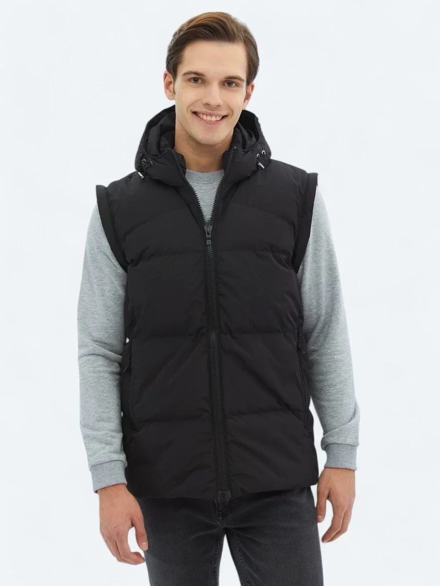 Siyah Regular Fit Casual Dokuma Mont - 8