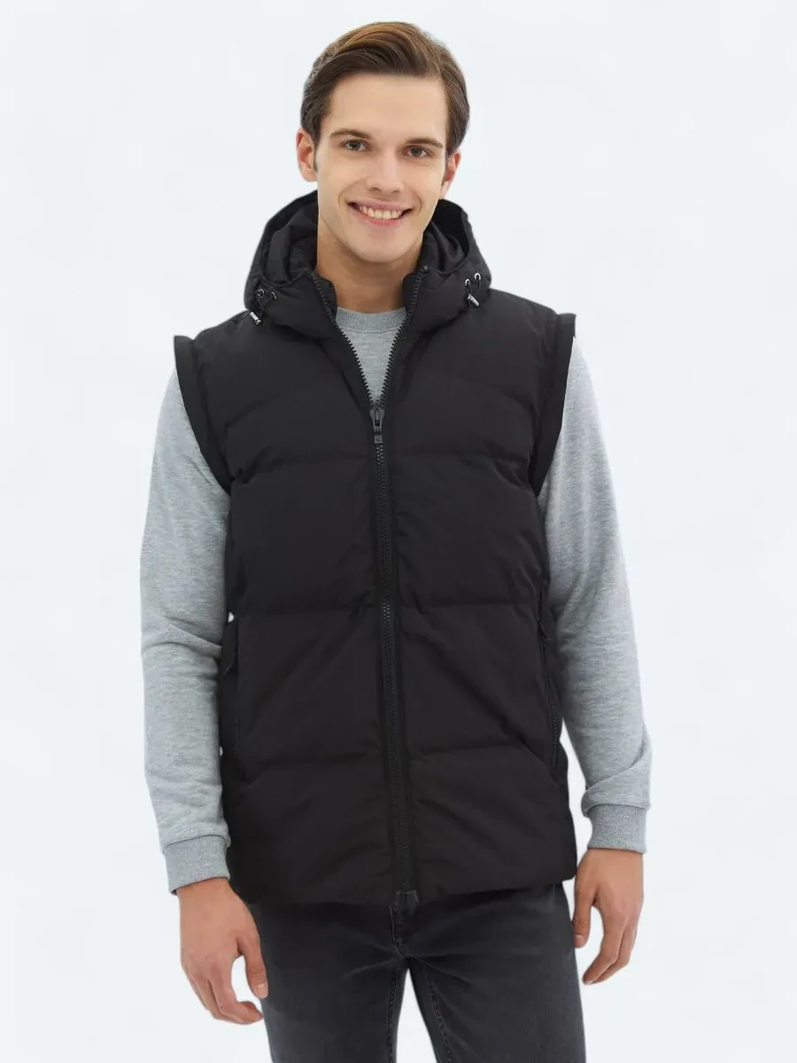Siyah Regular Fit Casual Dokuma Mont - 8