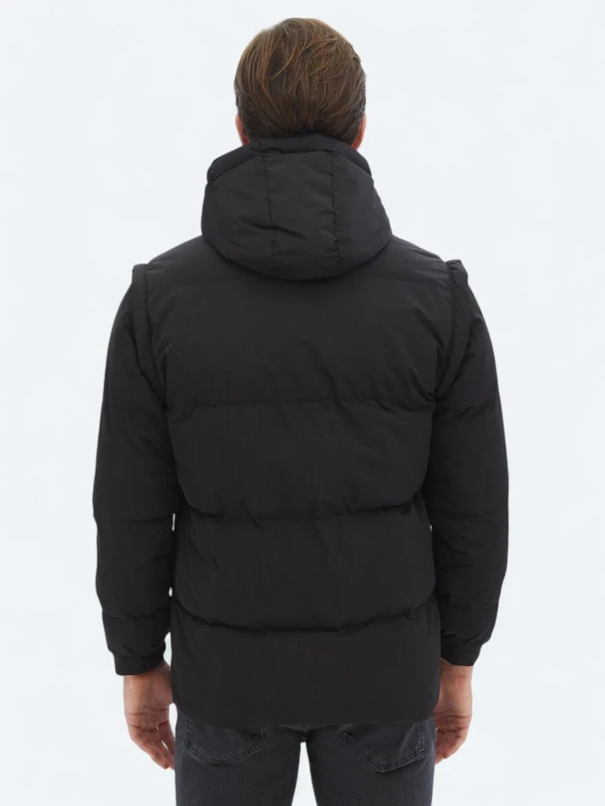 Siyah Regular Fit Casual Dokuma Mont - 9