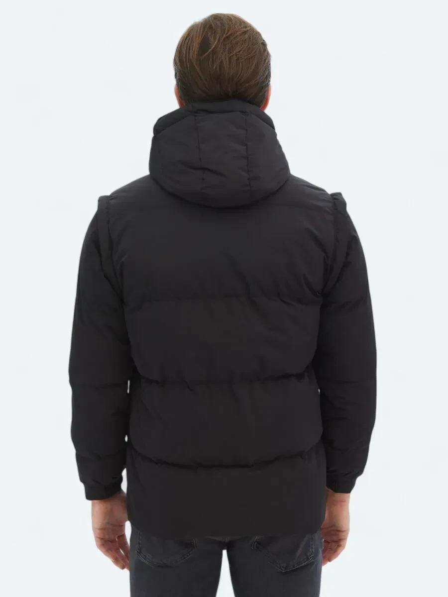 Siyah Regular Fit Casual Dokuma Mont - 9