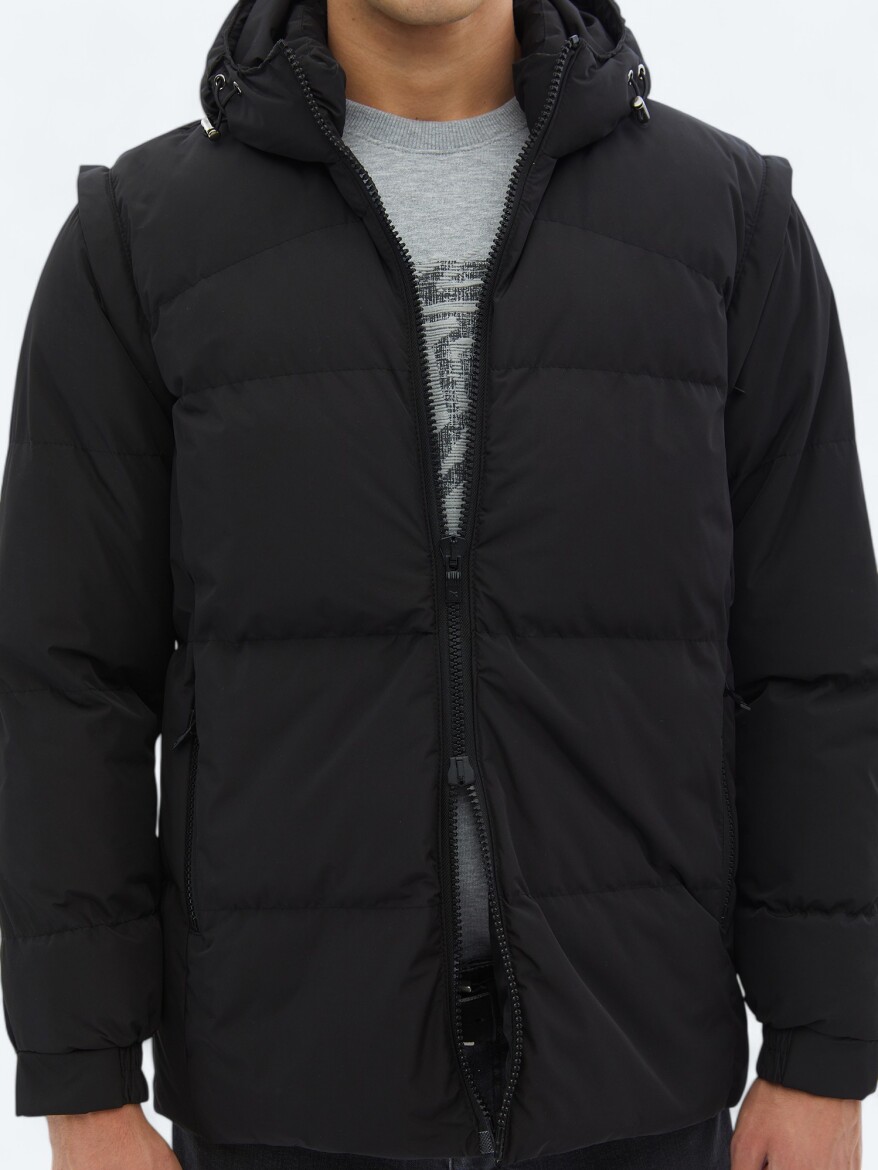 Siyah Regular Fit Casual Dokuma Mont - 6