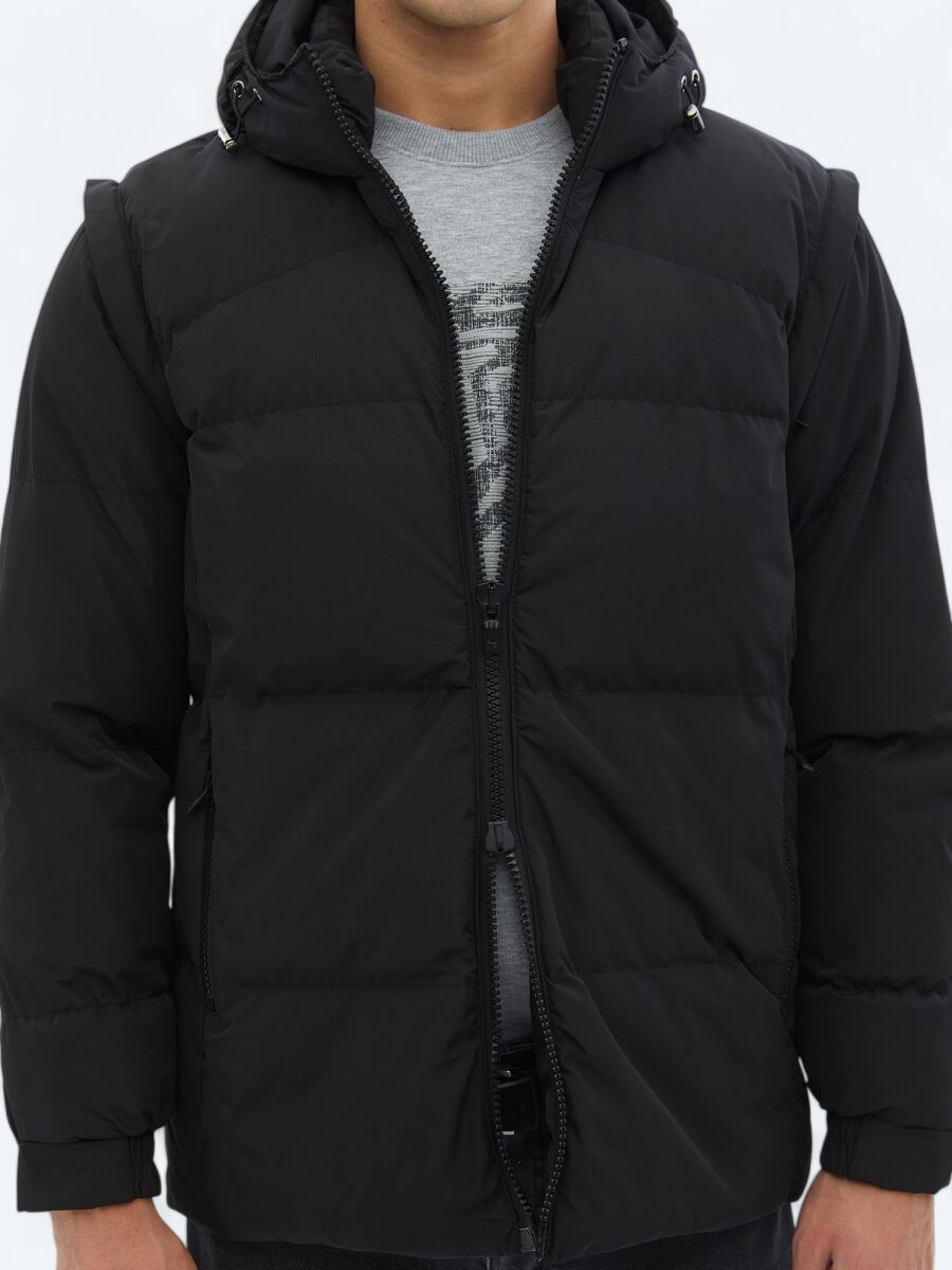 Siyah Regular Fit Casual Dokuma Mont - 6