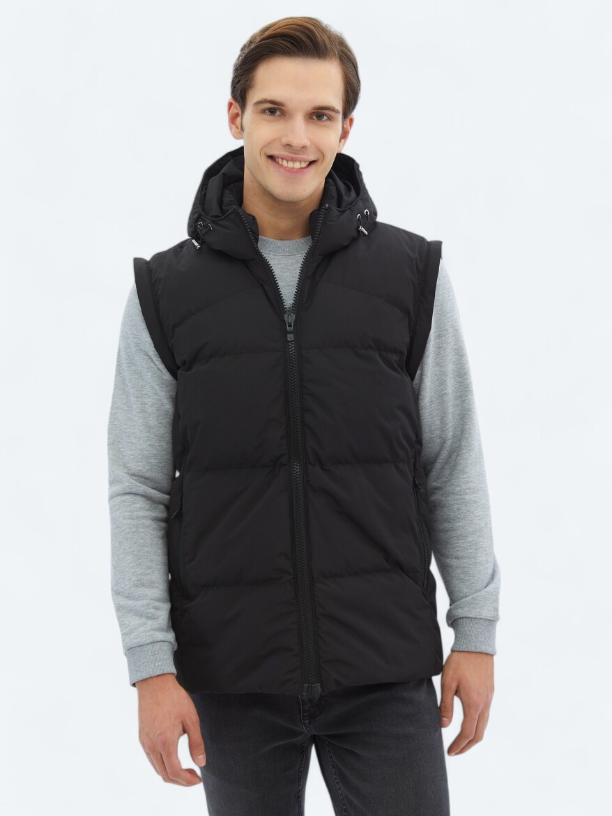 Siyah Regular Fit Casual Dokuma Mont - 8
