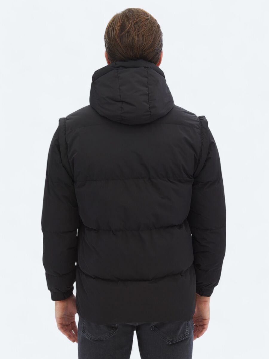 Siyah Regular Fit Casual Dokuma Mont - 9