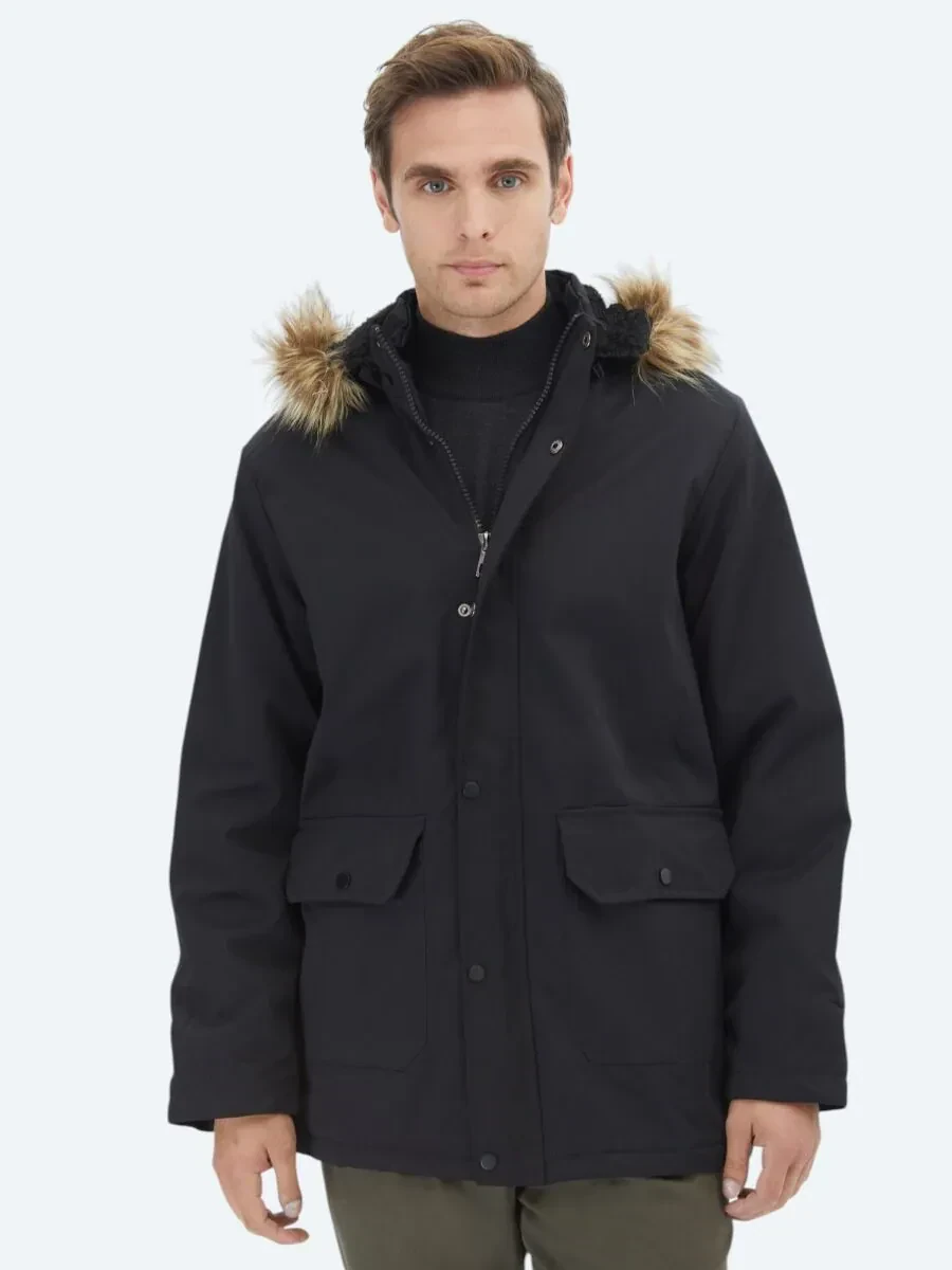 Siyah Regular Fit Casual Dokuma Mont - 1