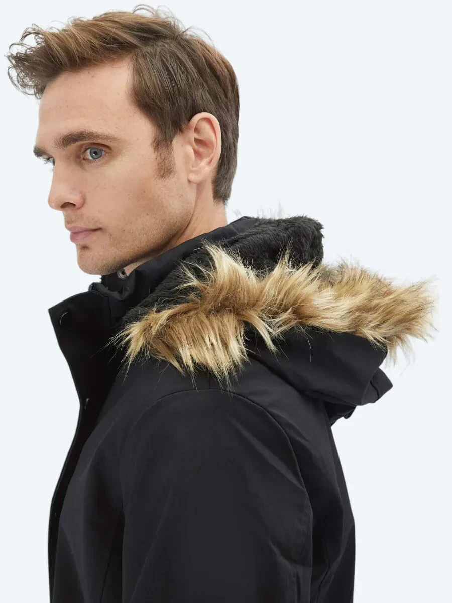 Siyah Regular Fit Casual Dokuma Mont - 4