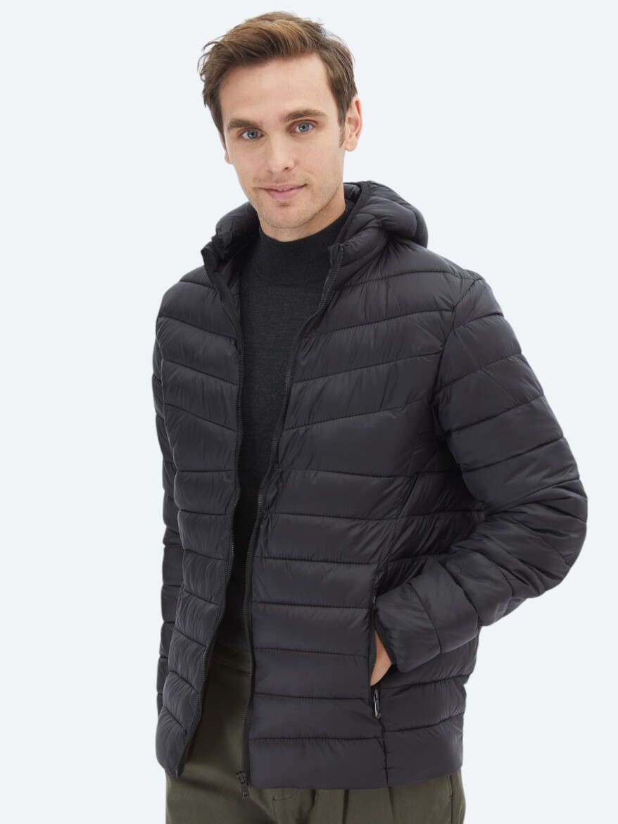 Siyah Regular Fit Casual Dokuma Mont - 3