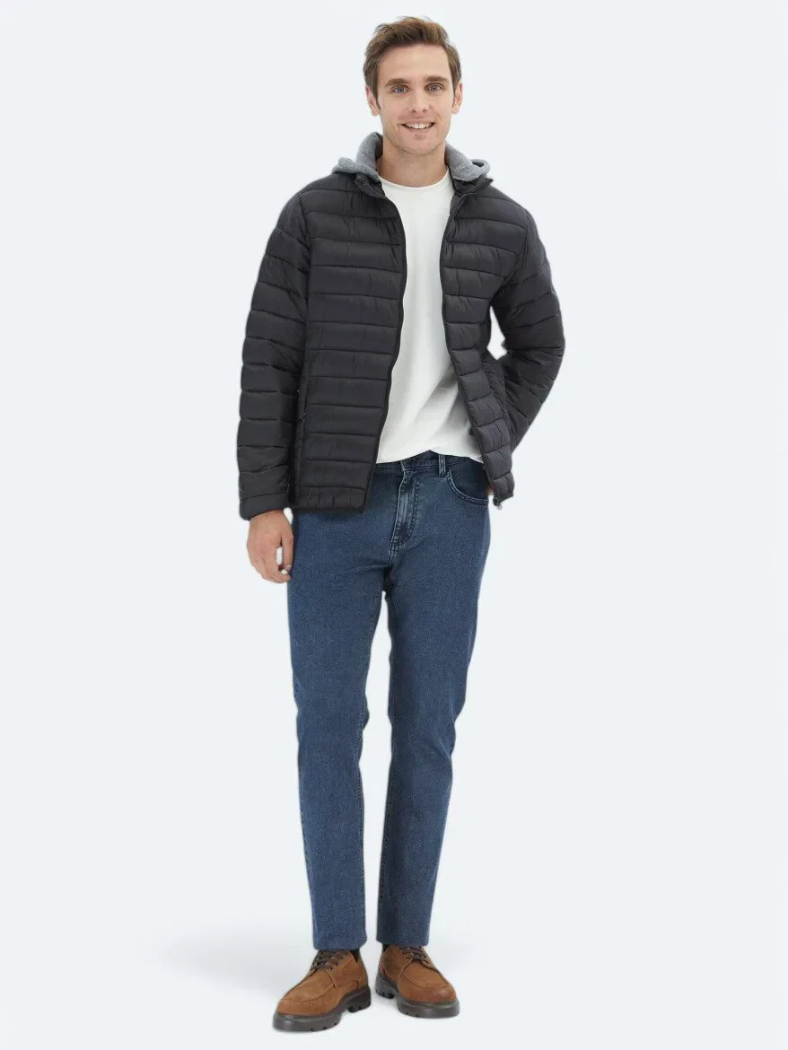Siyah Regular Fit Casual Dokuma Mont - 2