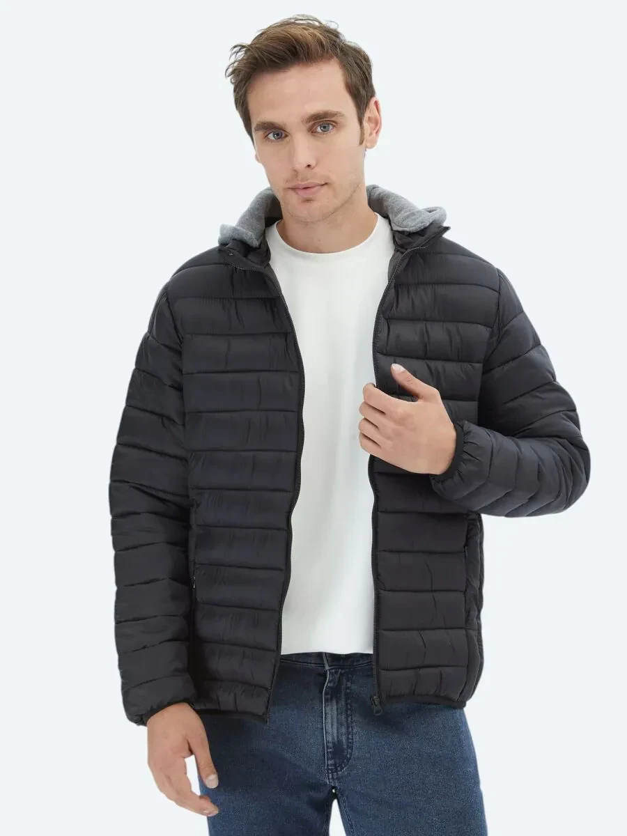 Siyah Regular Fit Casual Dokuma Mont - 3