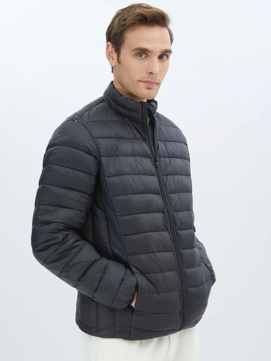 Siyah Regular Fit Casual Dokuma Mont 