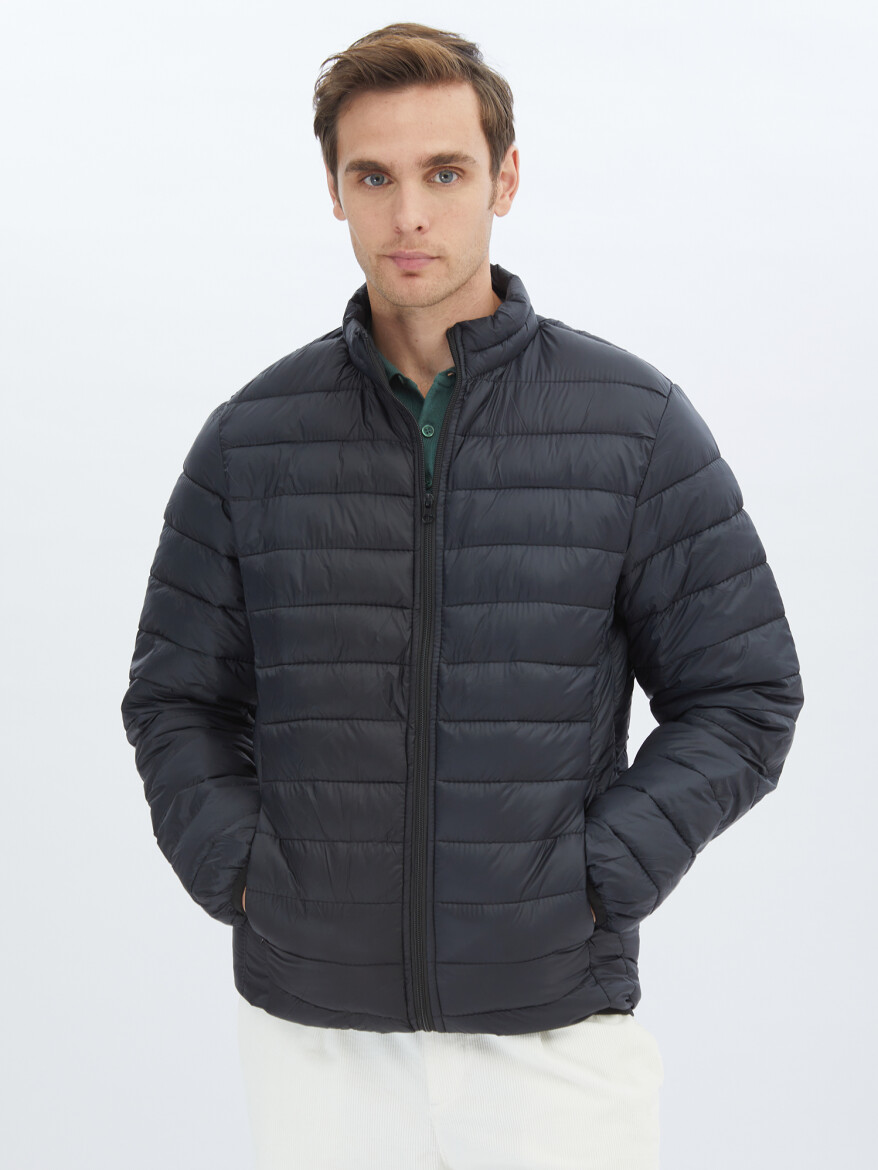 Siyah Regular Fit Casual Dokuma Mont - 2