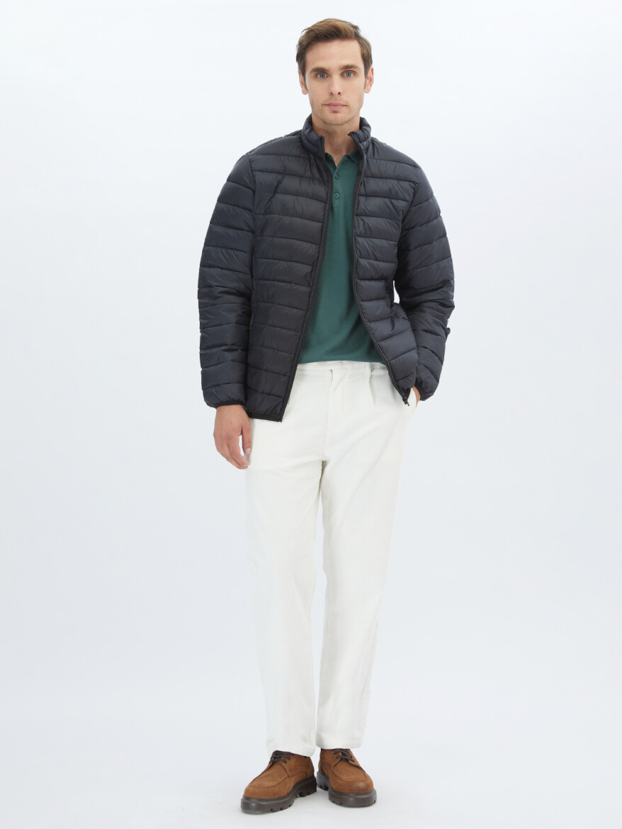 Siyah Regular Fit Casual Dokuma Mont - 3