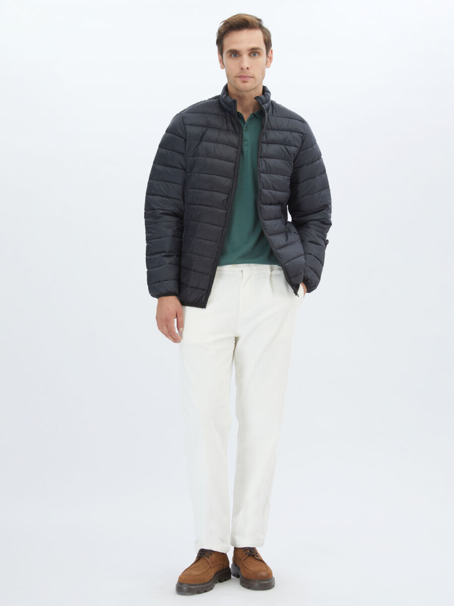 Siyah Regular Fit Casual Dokuma Mont - 3