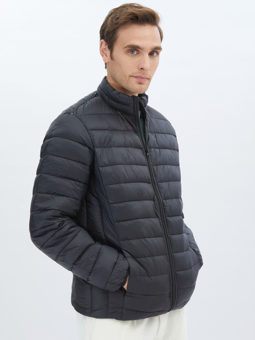 Siyah Regular Fit Casual Dokuma Mont - 4