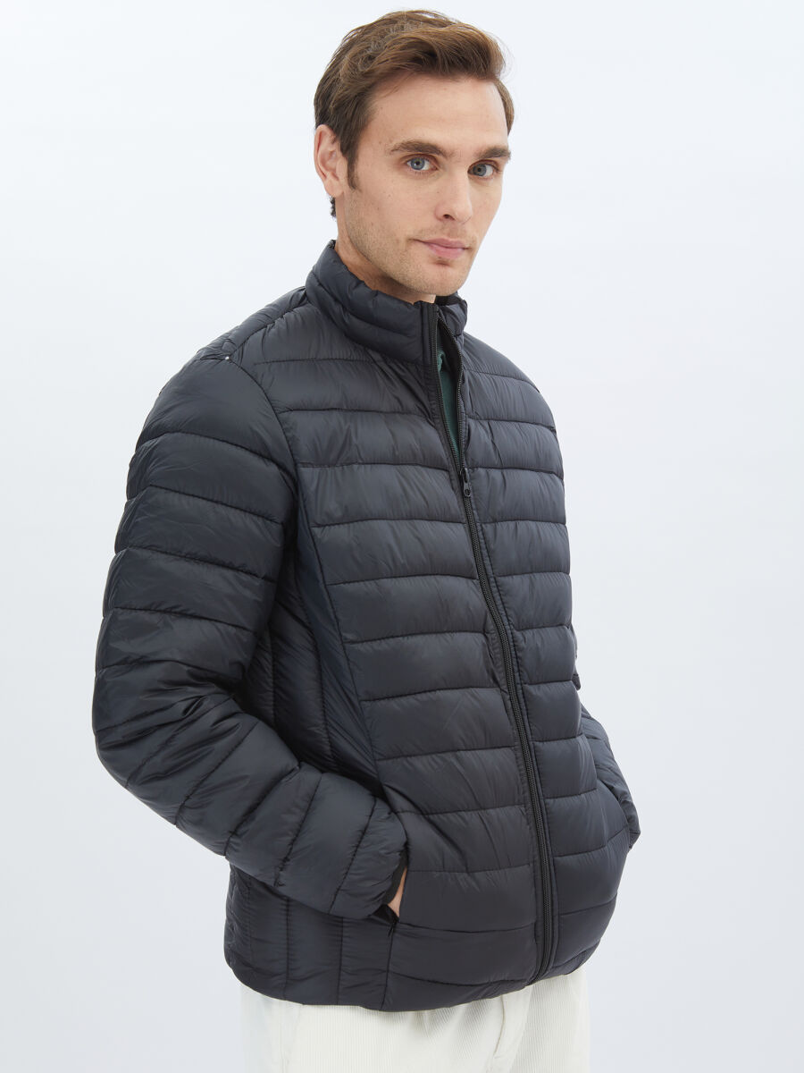 Siyah Regular Fit Casual Dokuma Mont - 4