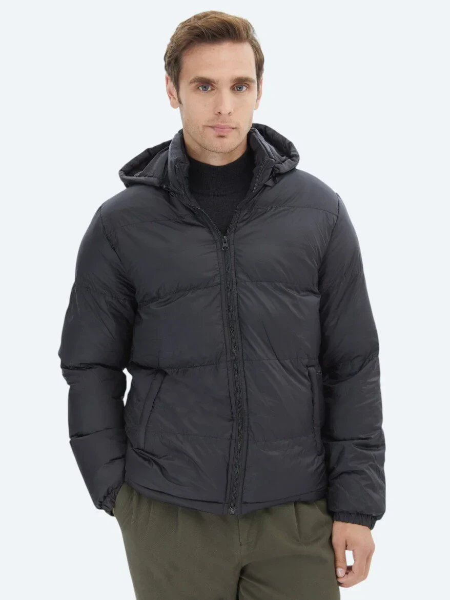 Siyah Regular Fit Casual Dokuma Mont - 1