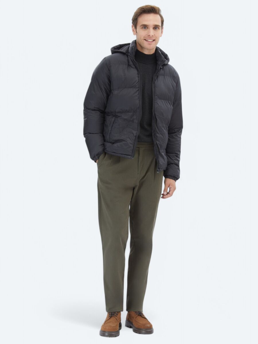 Siyah Regular Fit Casual Dokuma Mont - 2