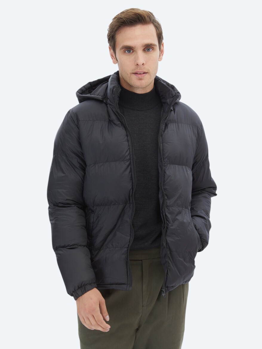 Siyah Regular Fit Casual Dokuma Mont - 3