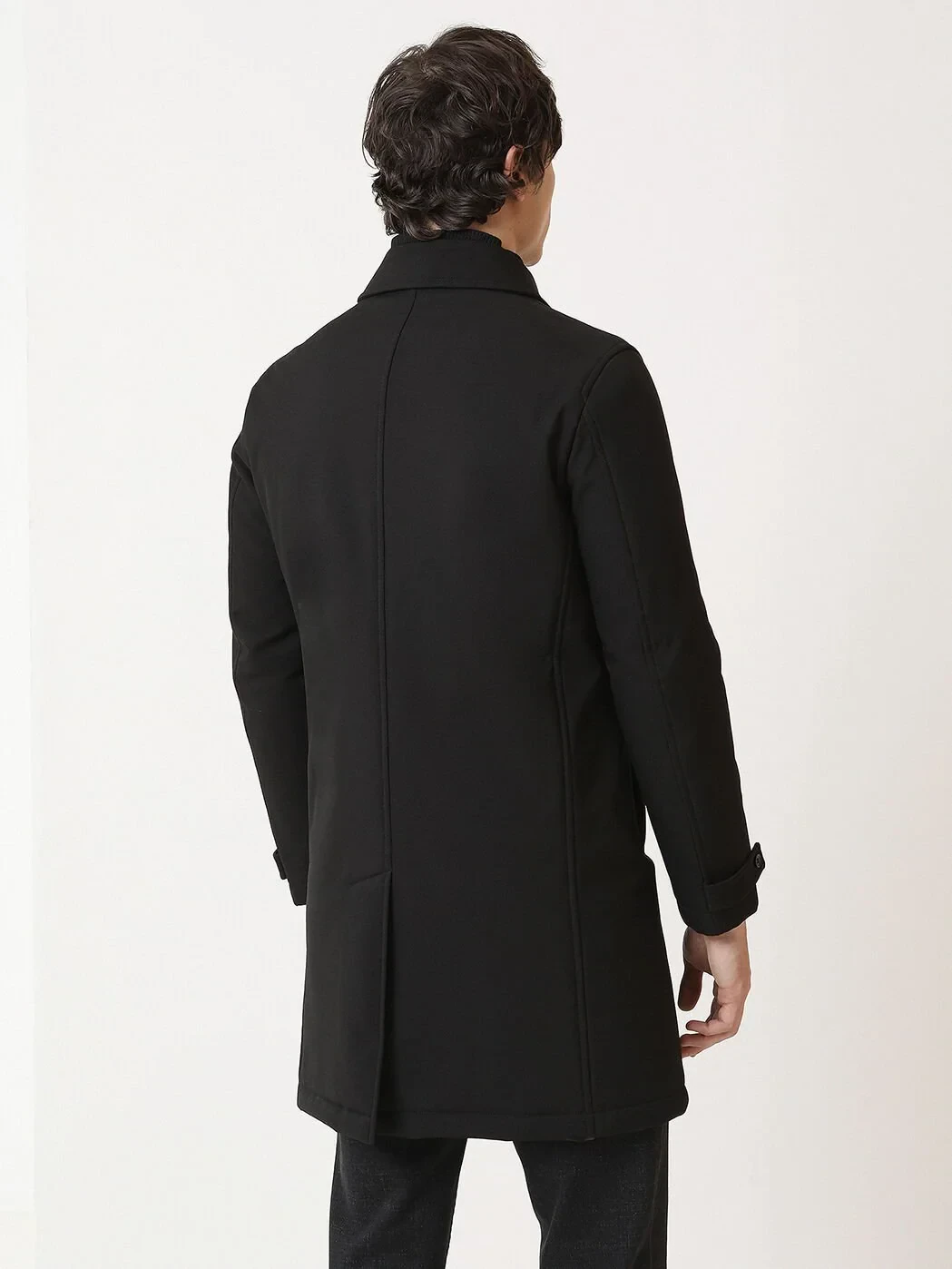 Siyah Regular Fit Casual Dokuma Pardesü - 6