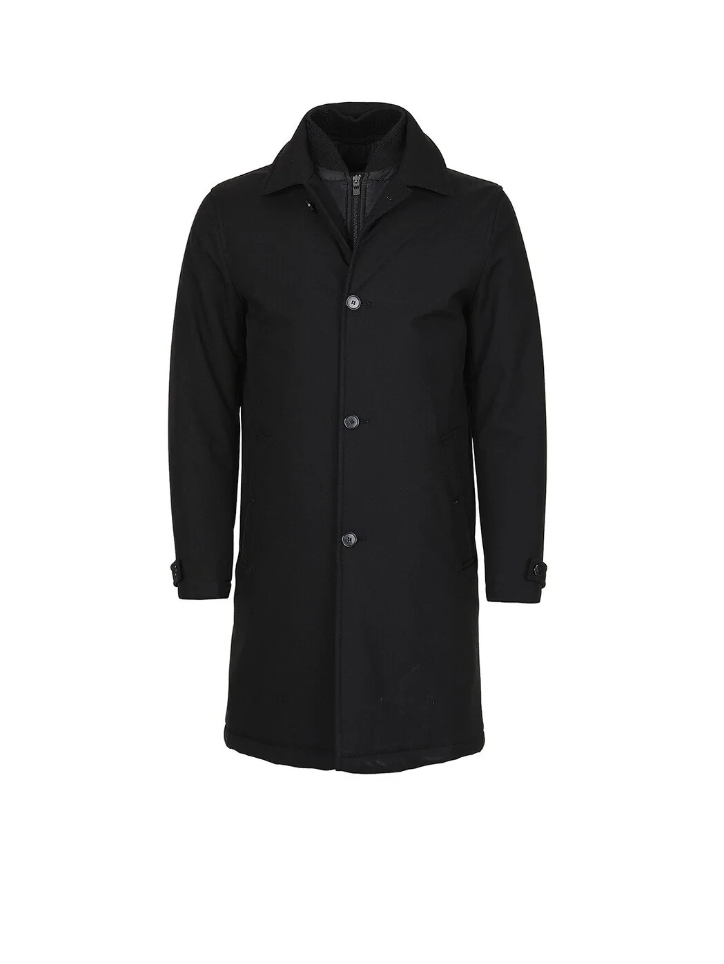 Siyah Regular Fit Casual Dokuma Pardesü - 7