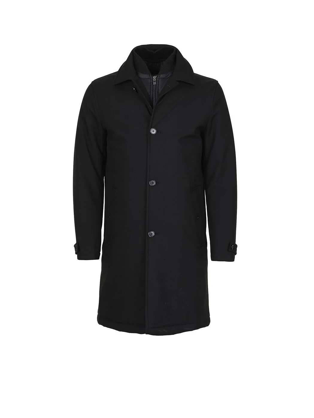 Siyah Regular Fit Casual Dokuma Pardesü - 7