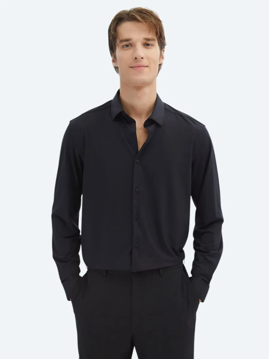 Siyah Regular Fit Casual Gömlek - 1