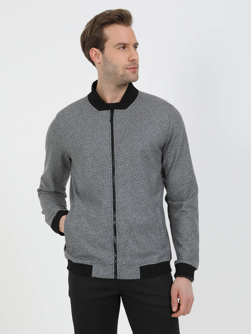 Siyah Regular Fit Casual Örme Mont - 1