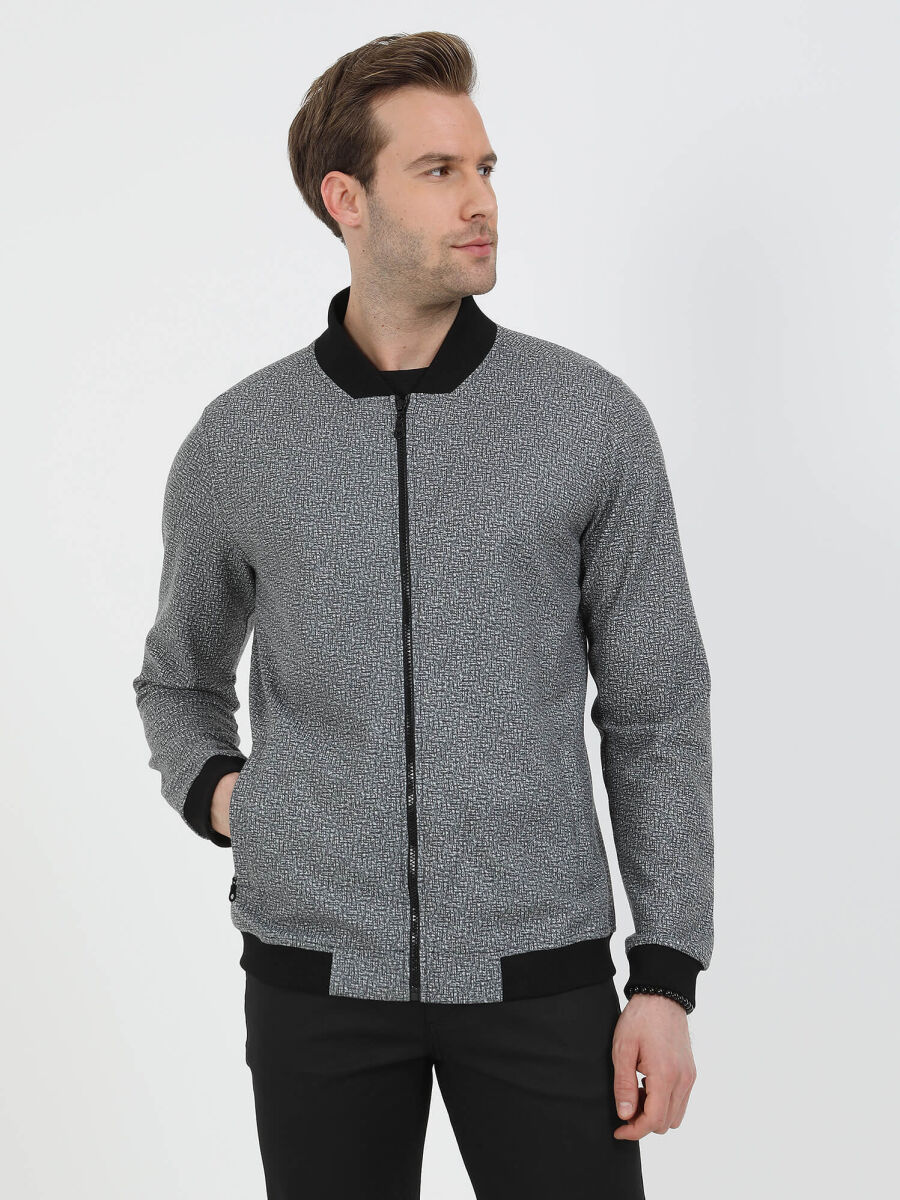 Siyah Regular Fit Casual Örme Mont - 1