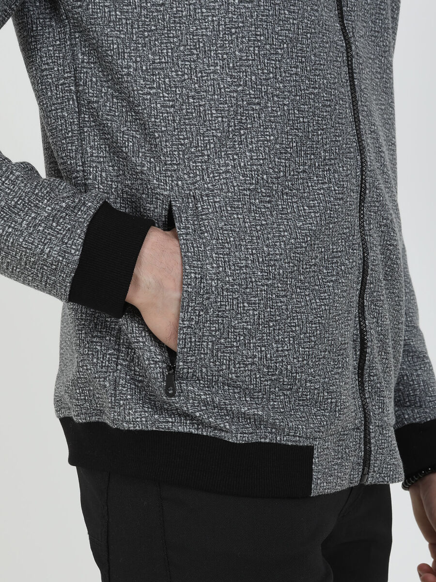 Siyah Regular Fit Casual Örme Mont - 3