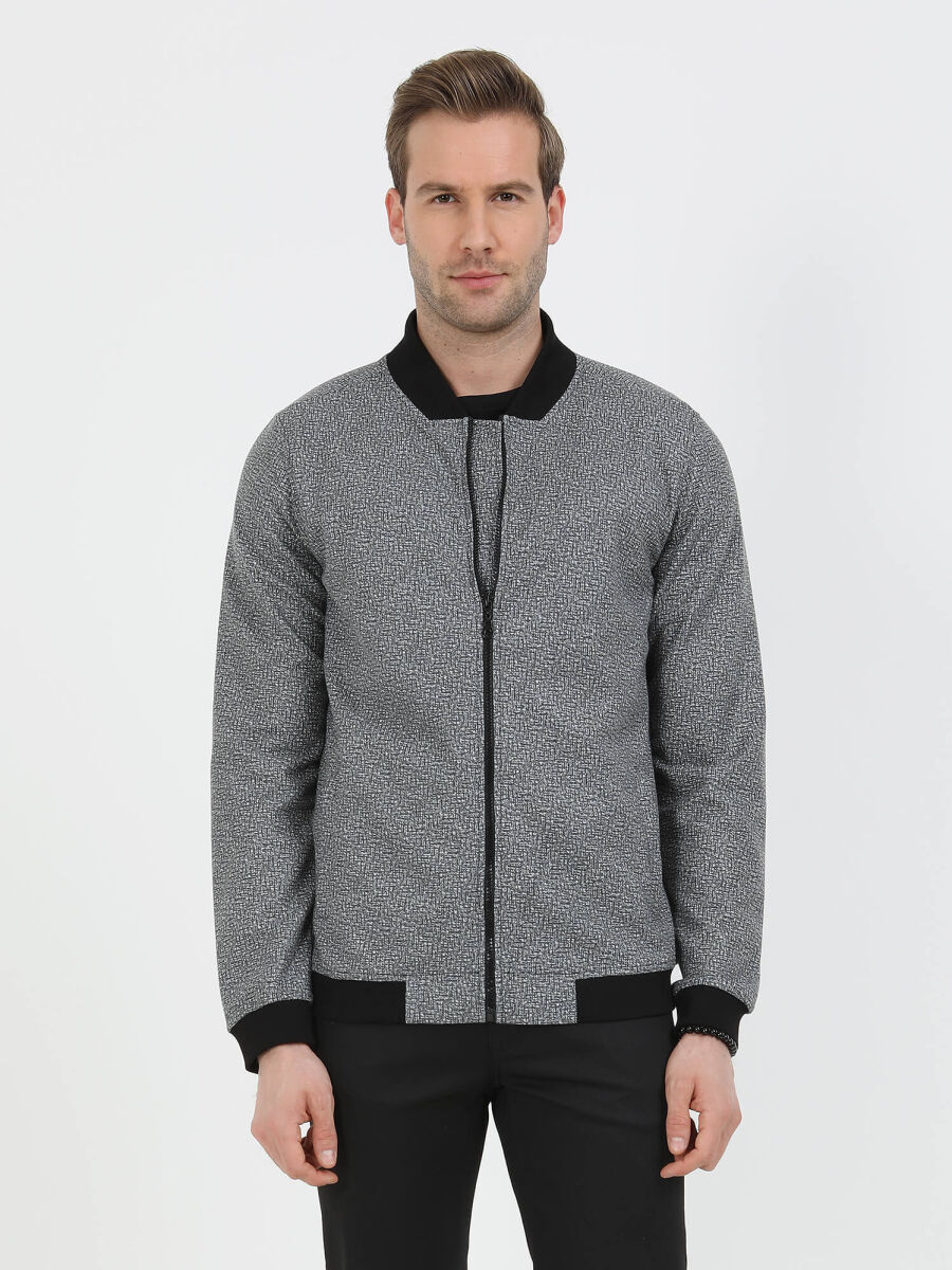 Siyah Regular Fit Casual Örme Mont - 4