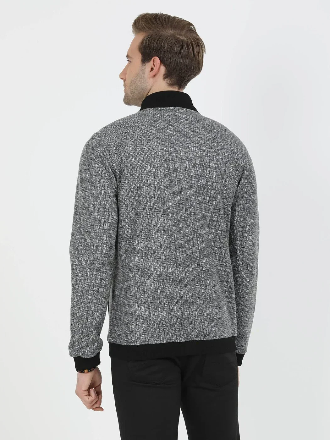 Siyah Regular Fit Casual Örme Mont - 5
