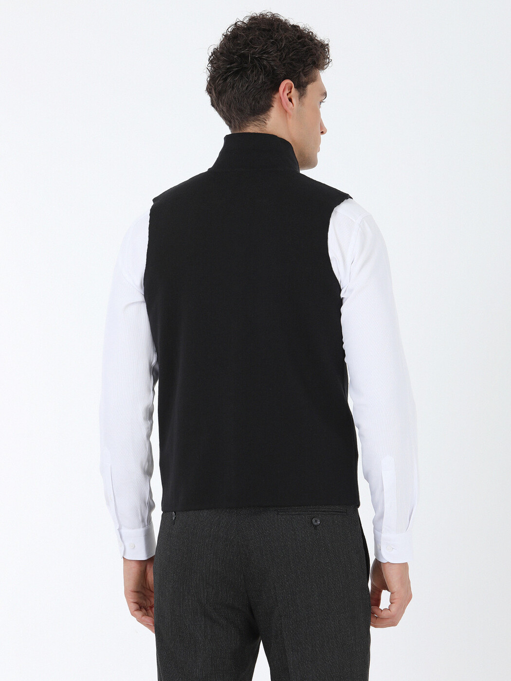 Siyah Regular Fit Casual Örme Triko Yelek - 4