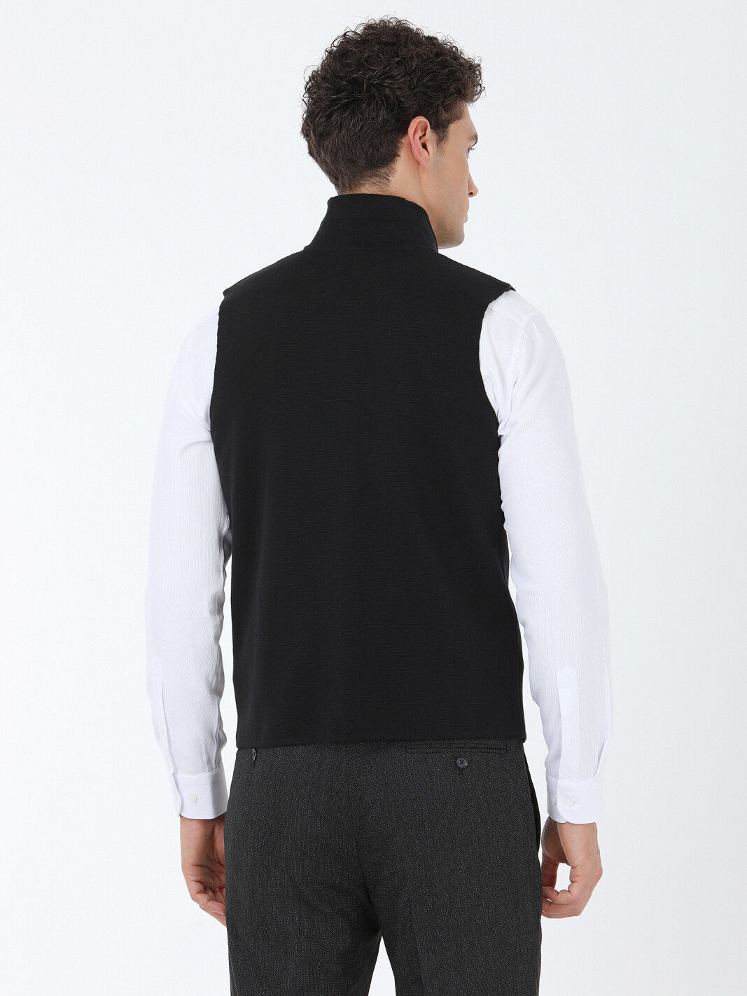 Siyah Regular Fit Casual Örme Triko Yelek - 4