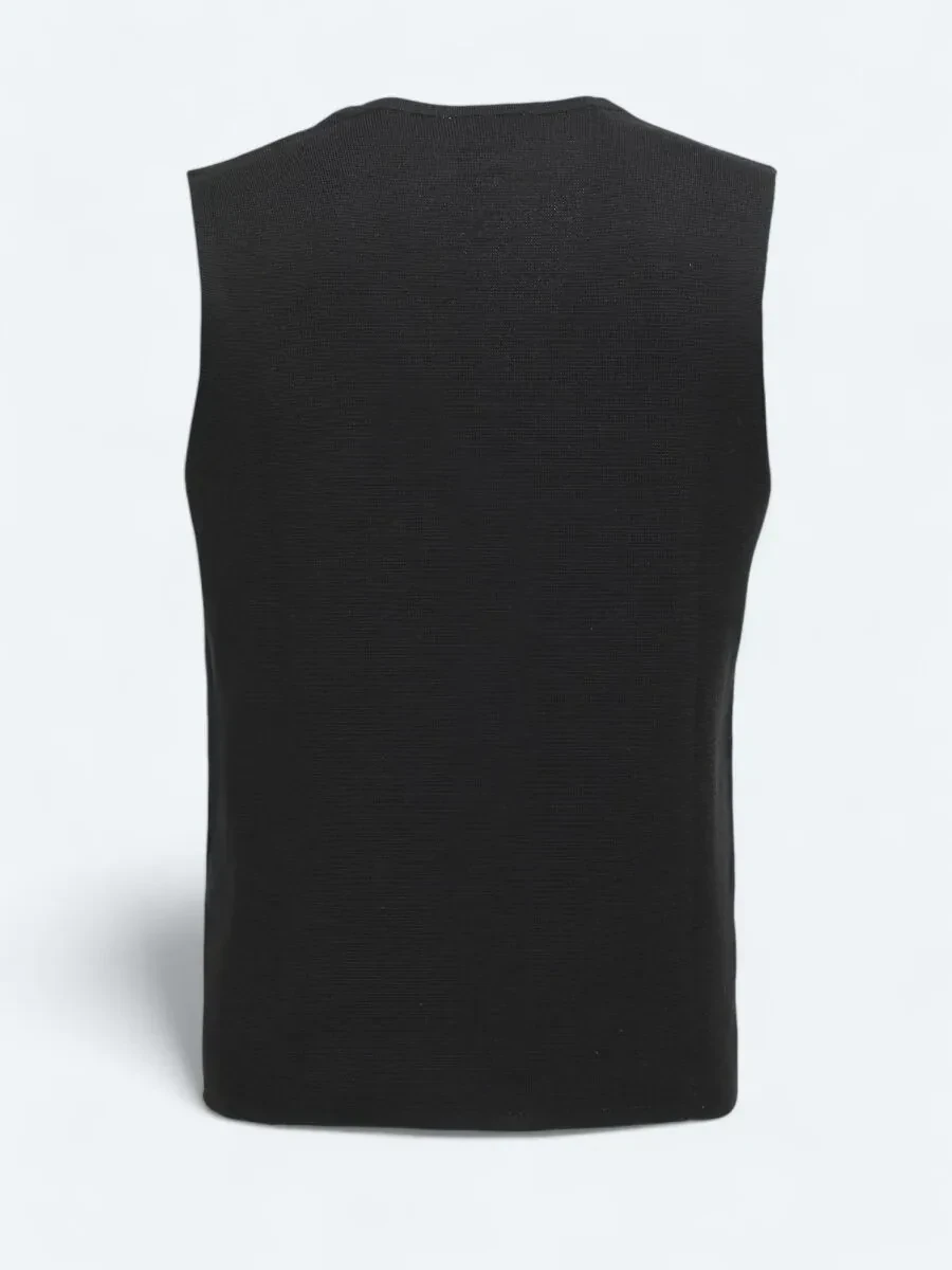 Siyah Regular Fit Casual Örme Triko Yelek - 6