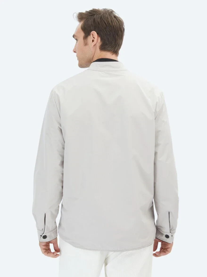 Siyah Regular Fit Dik Yaka Casual Dokuma Çift Taraflı Mont - 10