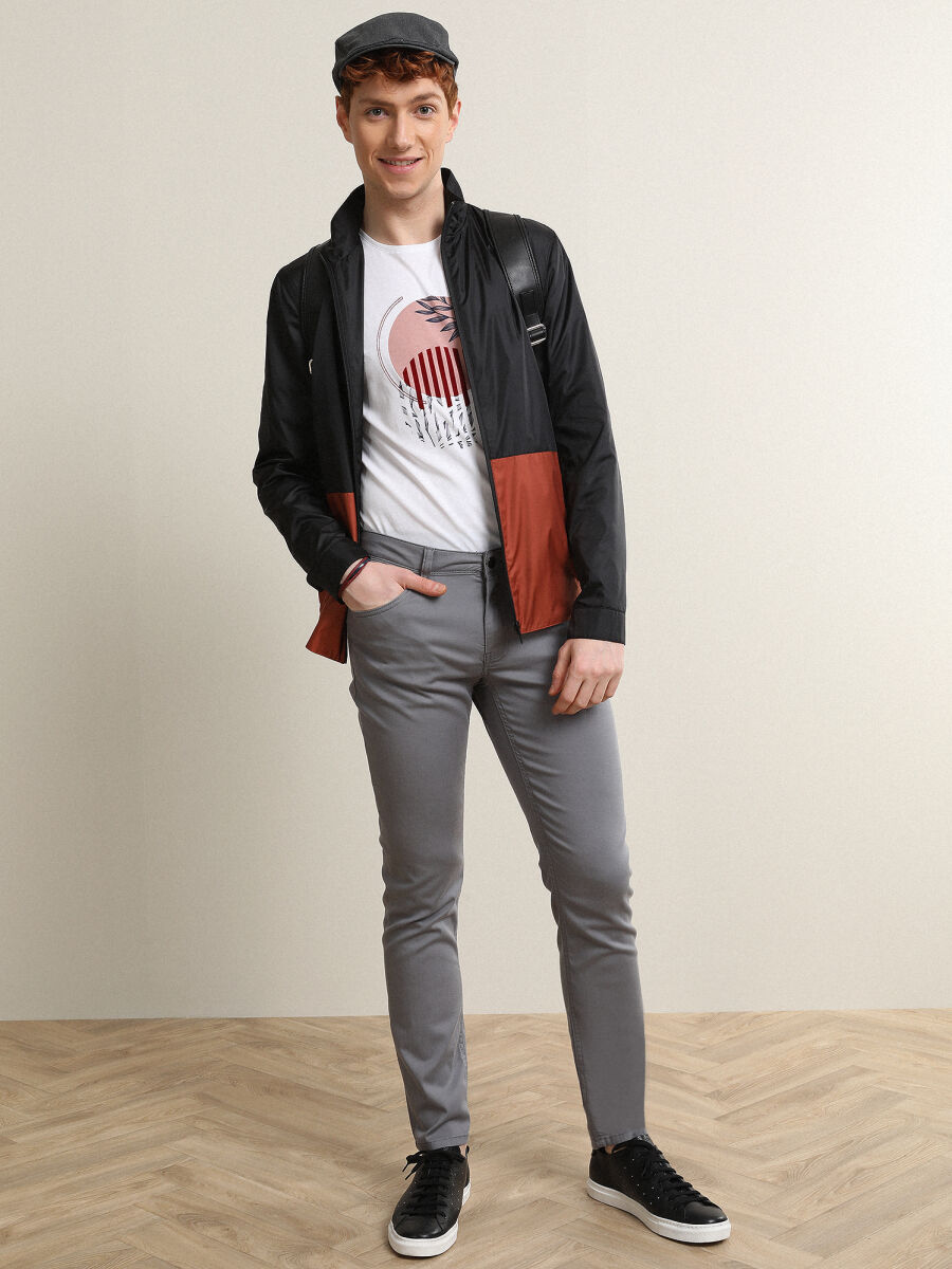 Siyah Regular Fit Dik Yaka Casual Dokuma Mont - 3