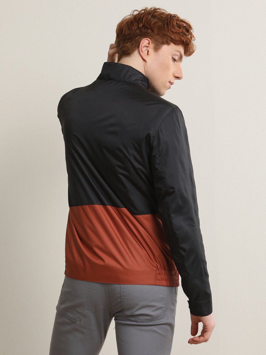 Siyah Regular Fit Dik Yaka Casual Dokuma Mont - 5